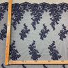 Pizzo Tulle Ricamato H.130 Blu Scuro