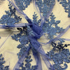 Pizzo Tulle Ricamato H.130 Bluette