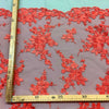 Pizzo Tulle Ricamato H.130 Rosso Corallo