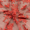 Pizzo Tulle Ricamato H.130 Rosso Corallo