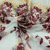 Pizzo Tulle Ricamato Con Abbassamento H.130 Bordeaux Oro