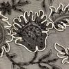 Tulle Ricamato Con Paillettes H.120cm Nero Bianco