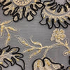 Tulle Ricamato Con Perline H.130 Panna e Nero