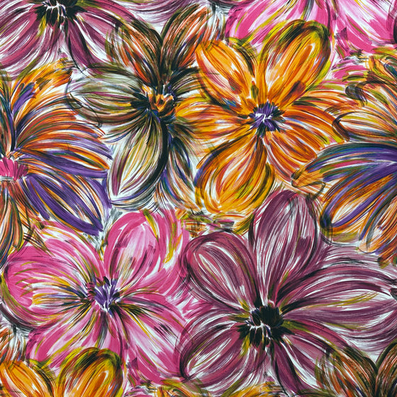 Cotone fantasia fiori stilizzati