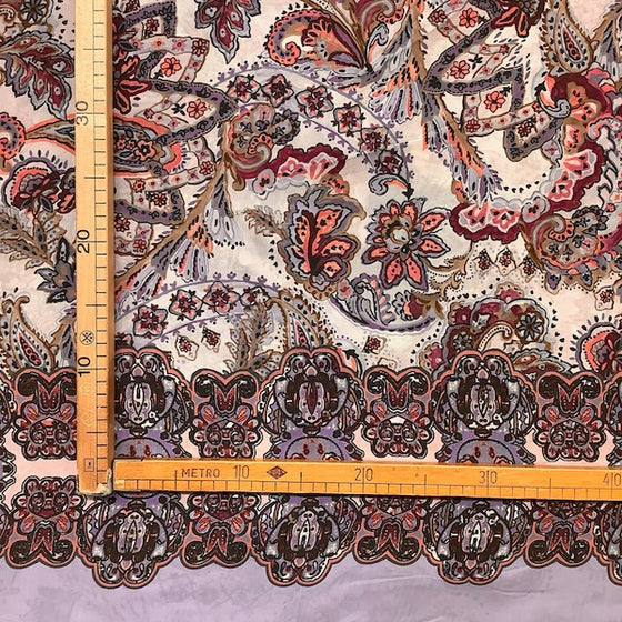 Raso Viscosa Misto Seta Con Abbassamento H.140cm Fantasia Etnica Disegno Kashmir Paisley