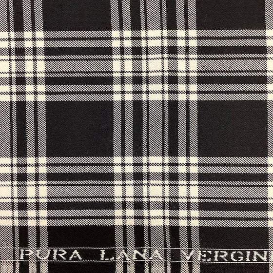 Scozzese Pura Lana Vergine H.140 Bianco/ nero