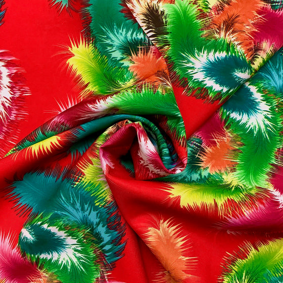 Tessuto Carnevale H.150 Pois Piume Multicolore