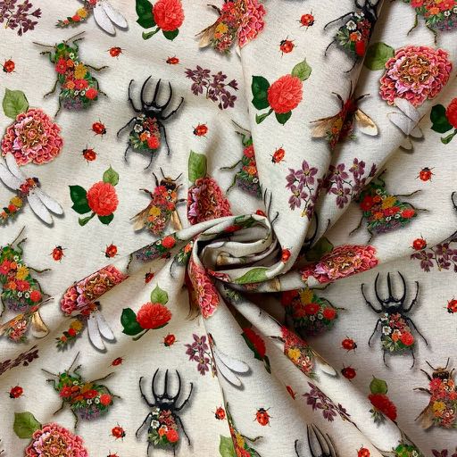 Tela Patchwork 100% Cotone H.160  Fantasia Insetti
