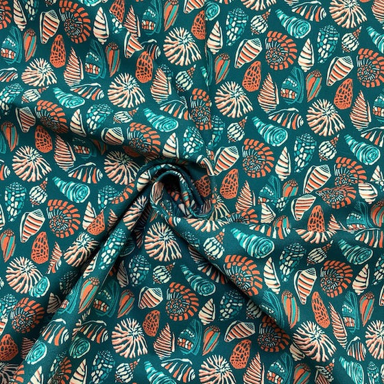 Tessuto Americano Per Patchwork Fantasia Marina / Mare / Conchiglie